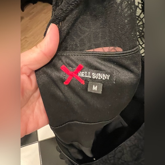 Hell Bunny Spider Web Bats Mesh Velvet Elegant Black Dress Pinup Halloween - Picture 11 of 12